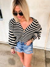 Load image into Gallery viewer, IZZY BRUSHED BUTTON UP STRIPPED CARDIGAN