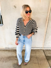 Load image into Gallery viewer, IZZY BRUSHED BUTTON UP STRIPPED CARDIGAN