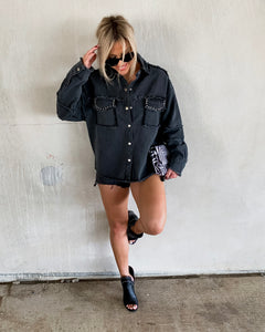 MARLEY STUDDED TWILL SHACKET