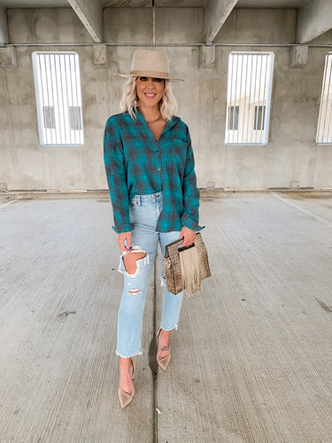 JADED PLAID BUTTON DOWN FLANNEL