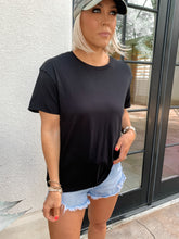 Load image into Gallery viewer, VINTAGE BLACK RAW HEM SLEEVE TEE