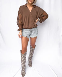 BRONZE STAR WRAP TOP