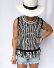 Load image into Gallery viewer, REMI KNIT FRINGE SLEEVELESS TOP