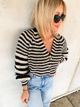 Load image into Gallery viewer, IZZY BRUSHED BUTTON UP STRIPPED CARDIGAN