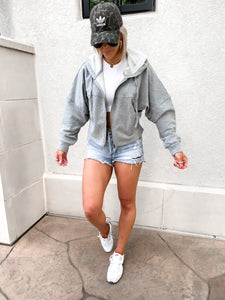 ZIPPED UP GREY HOODIE