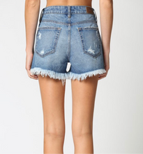 Load image into Gallery viewer, PERFECT HIGHWAISTED DENIM DISTRESSED SHORTS