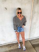 Load image into Gallery viewer, IZZY BRUSHED BUTTON UP STRIPPED CARDIGAN