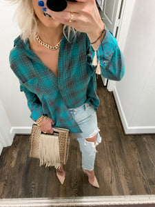 JADED PLAID BUTTON DOWN FLANNEL