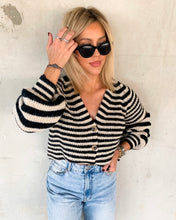 Load image into Gallery viewer, IZZY BRUSHED BUTTON UP STRIPPED CARDIGAN