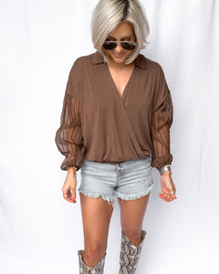 BRONZE STAR WRAP TOP