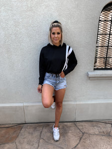 SHE'S ATHLETIC CROPPED COLOR BLOCK HOODIE PULLOVER